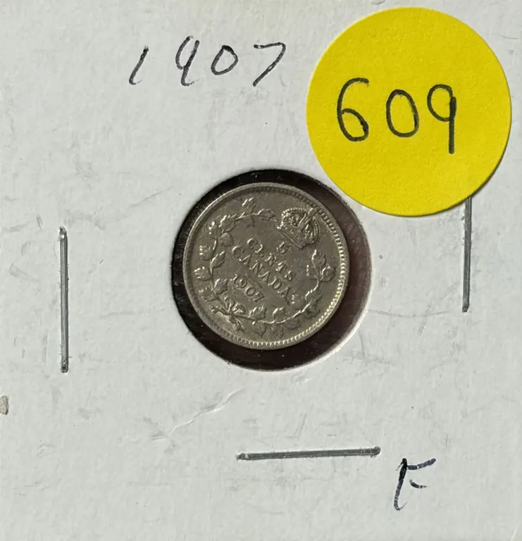 1907 Canada Silver 5 Cents.