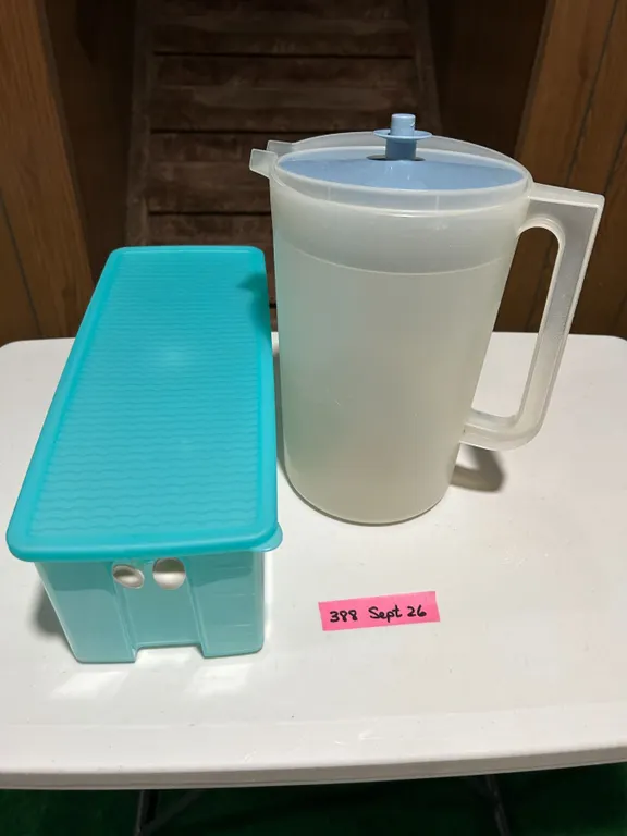 Tupperware pitcher (large) and FridgeSmart vegetable container