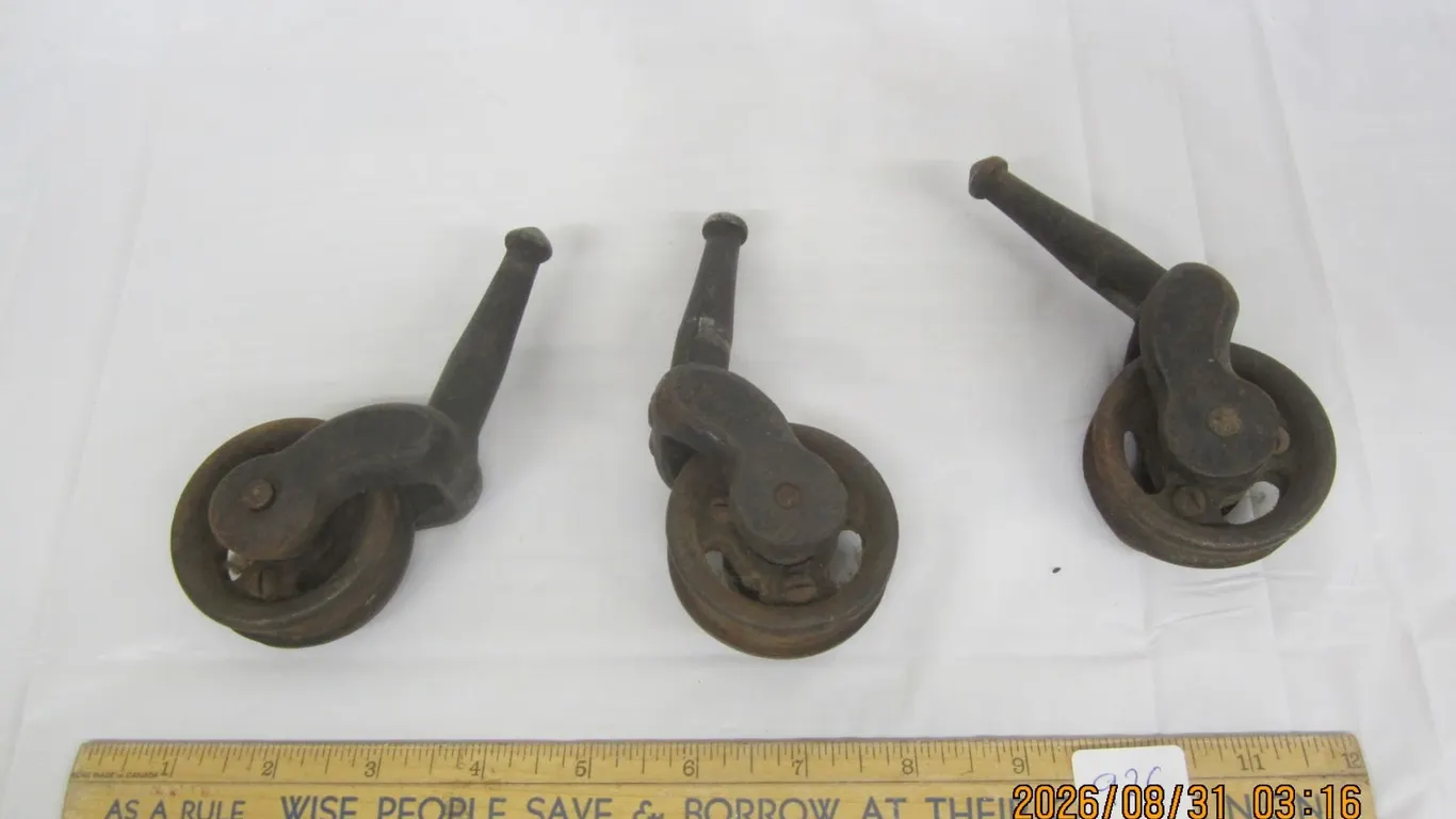 926. Lot of 3 Antique Cast Iron Castors