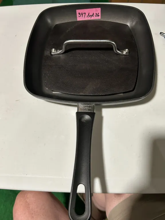 10.5” Scanpan brand grill pan and grill press (both very heavy)