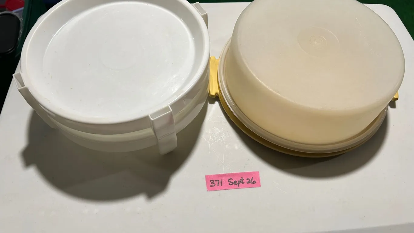 Tupperware cake taker and 2 pie stackers