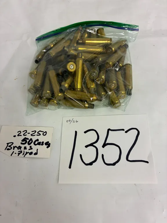 (50) Brass .22-250 Cases (Fired Ammo)