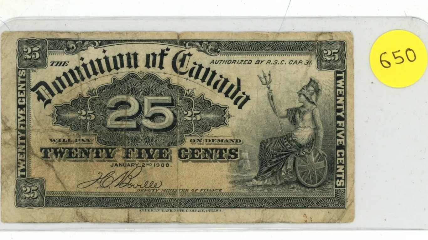 1900 Dominion of Canada 25 Cents Shinplaster.