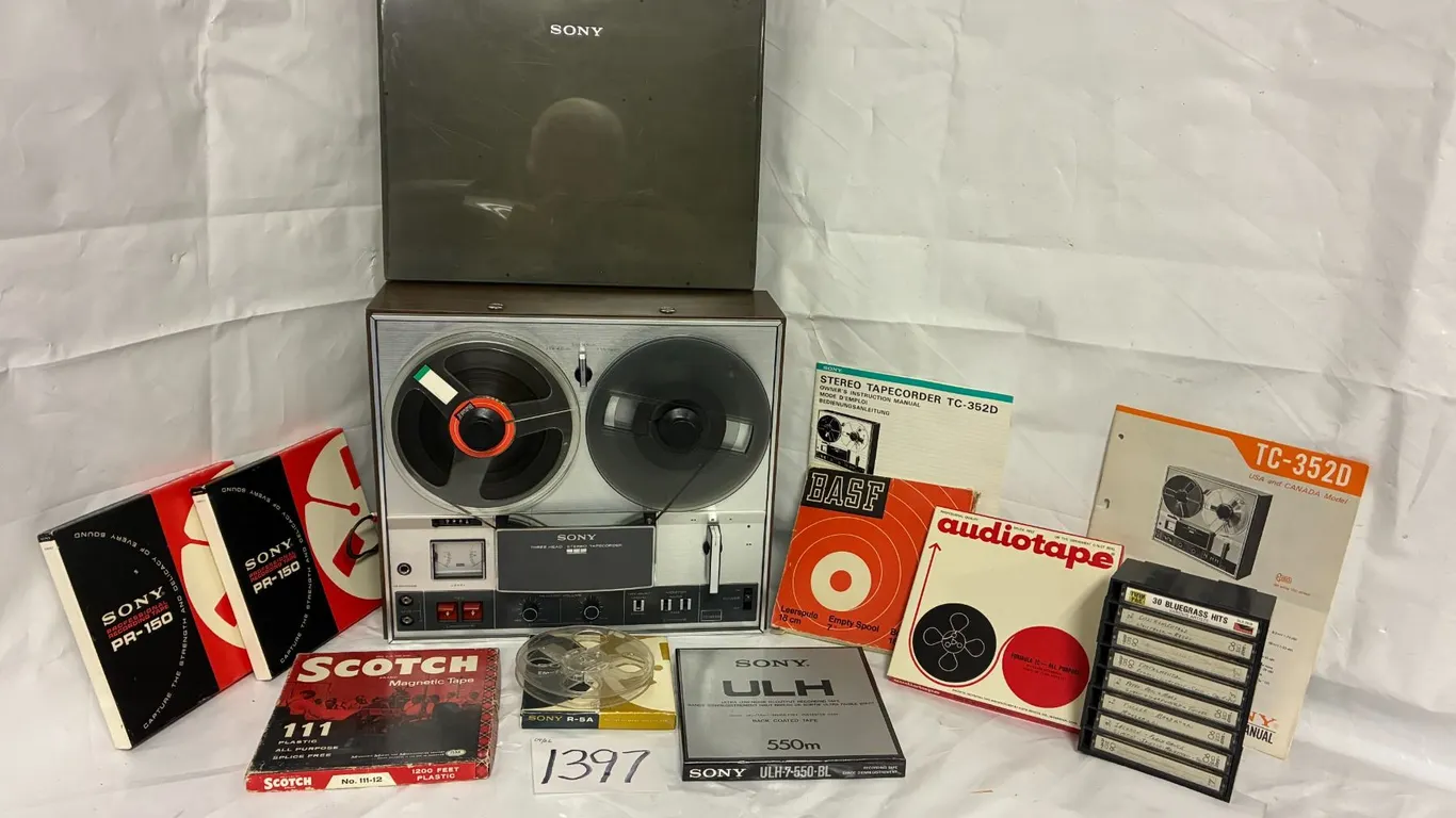 Vintage Sony Reel to Reel Stereo Tape Recorder, Reels, Cassette Tapes, etc.