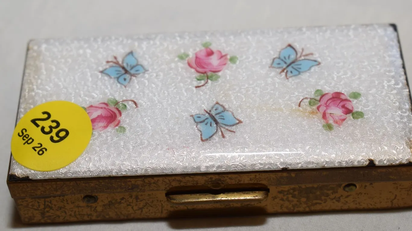 Ladies Porcelain & Brass Cigarette Box
