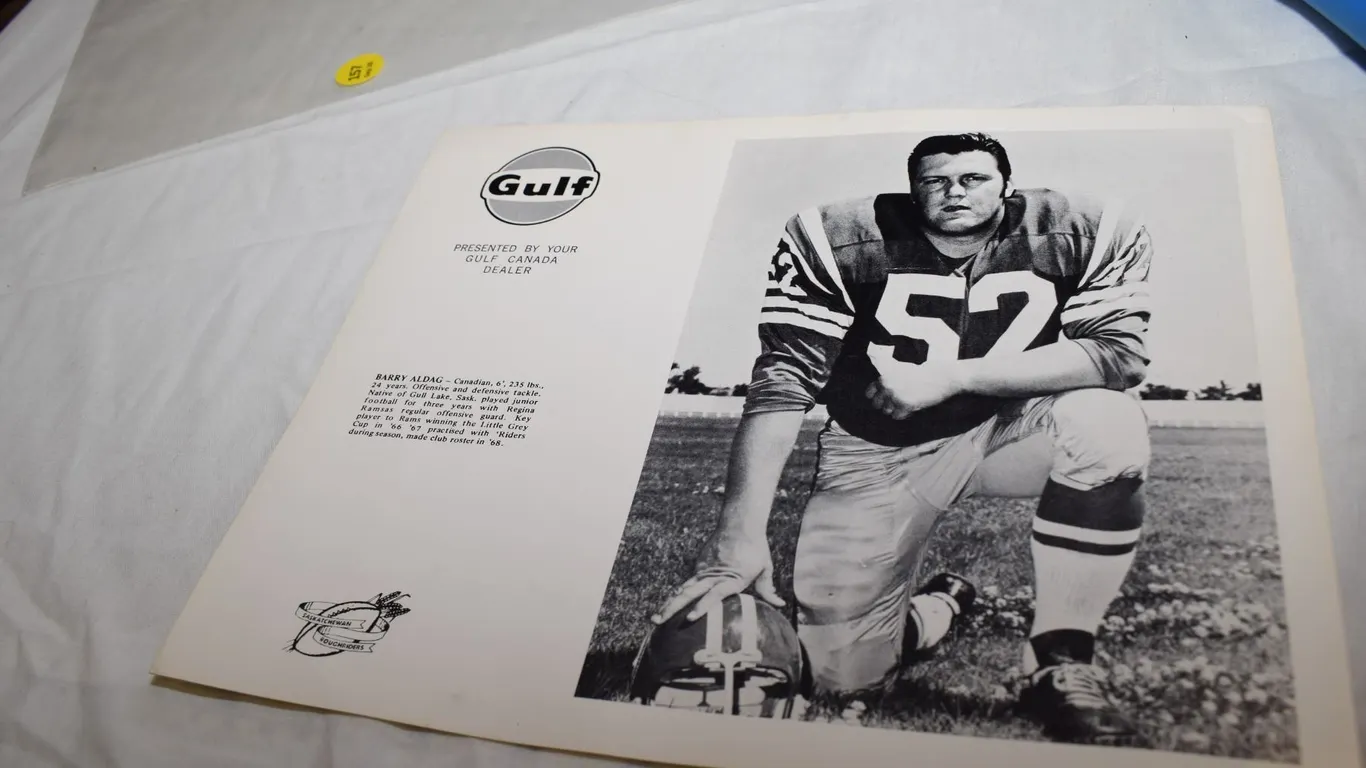 Gulf Oil “Gull Lake’s Barry Aldag” Saskatchewan Roughriders Card