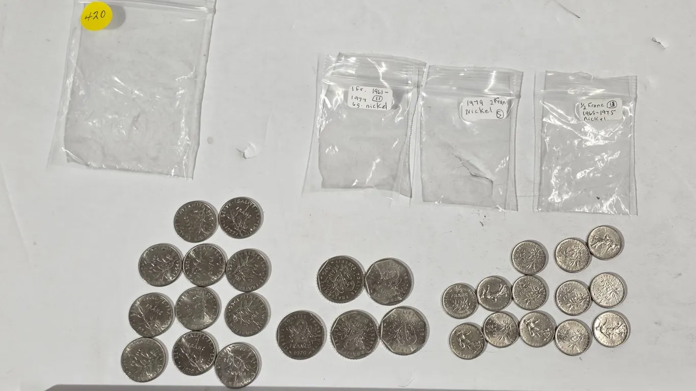 1960’s & 70’s Republic Francaise ½, 1, and 2-Franc Coins