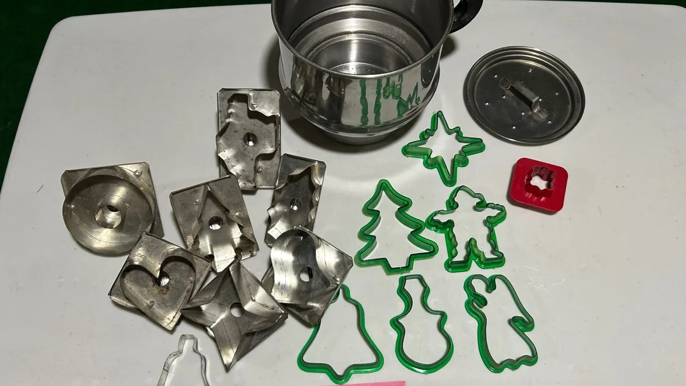 Christmas cookie cutters, donut cutter and steamer insert