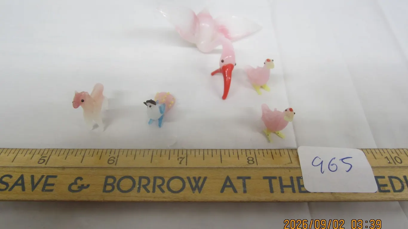 965. 1960's Miniature Art Glass Animals Horse and Birds
