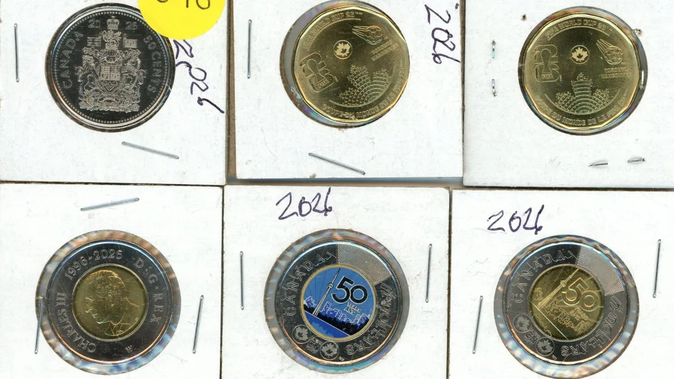 2026 Canada Two Dollar and 50 Cents, (2) 2026 FIFA World Cup $1 (Uncoloured), 2026 Canadian Two Doll