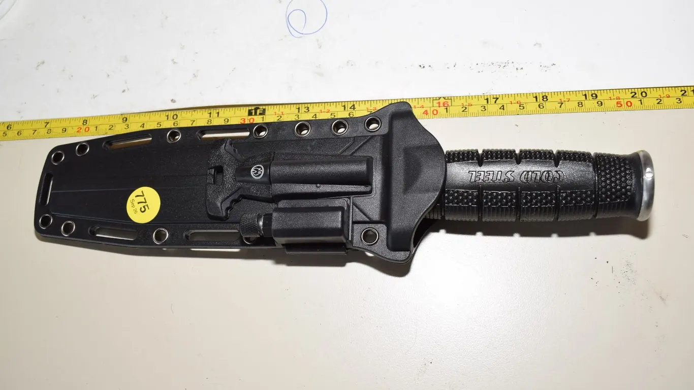 Knife w/ Hone & Flashlight in Sheath