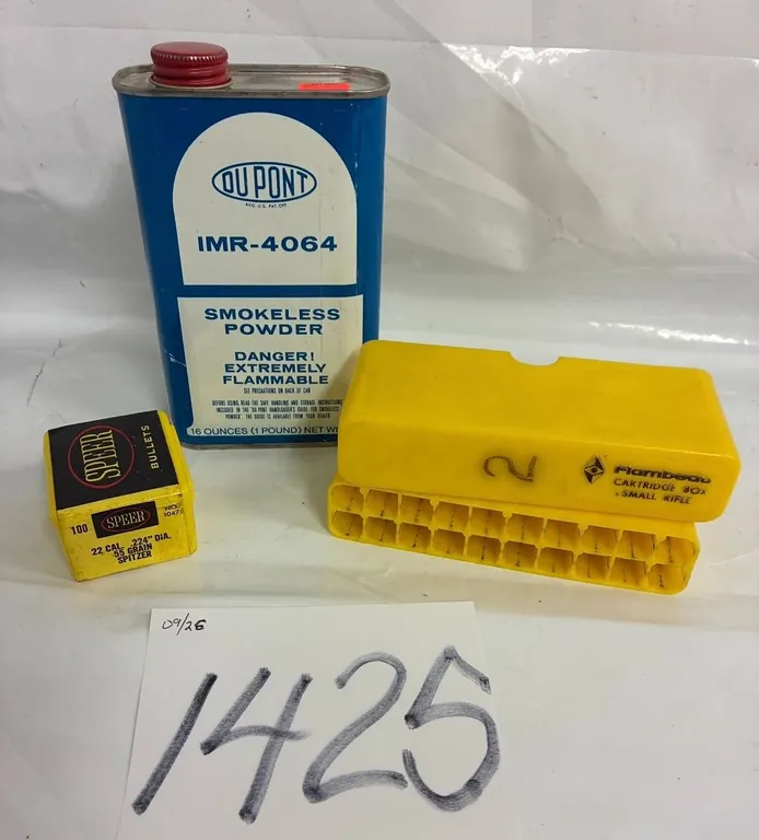Smokeless Powder 1lb 4064, (100) .224 55gr Bullets, Cartridge Box **PAL Required