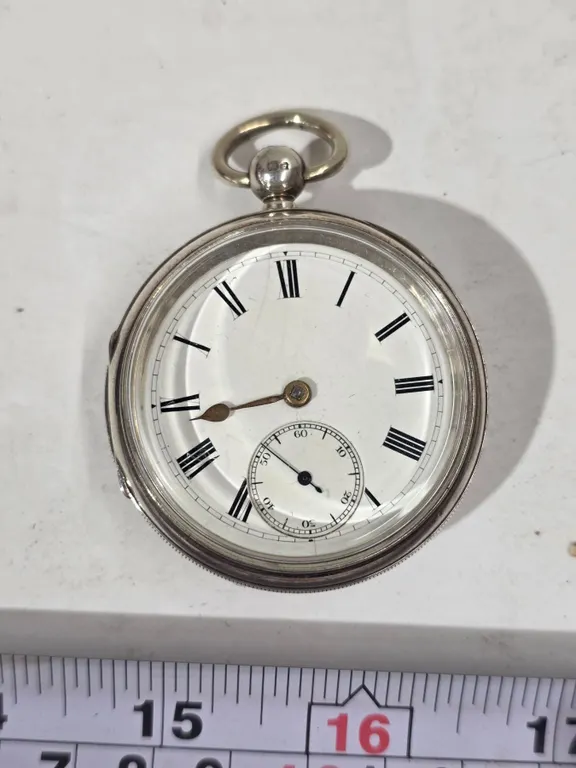 Key Wind Sterling Silver Pocket Watch Engraved “1903”