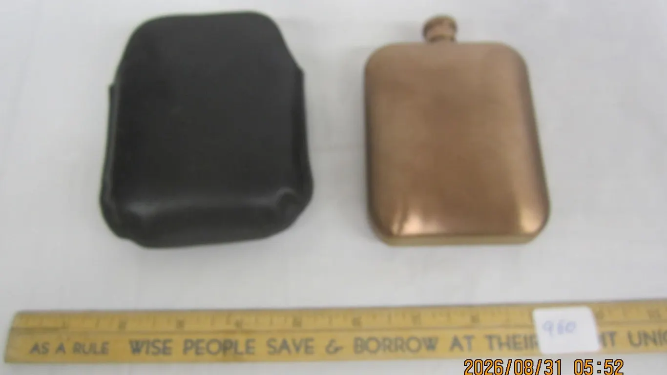 960. Vintage Copper Flask with Case
