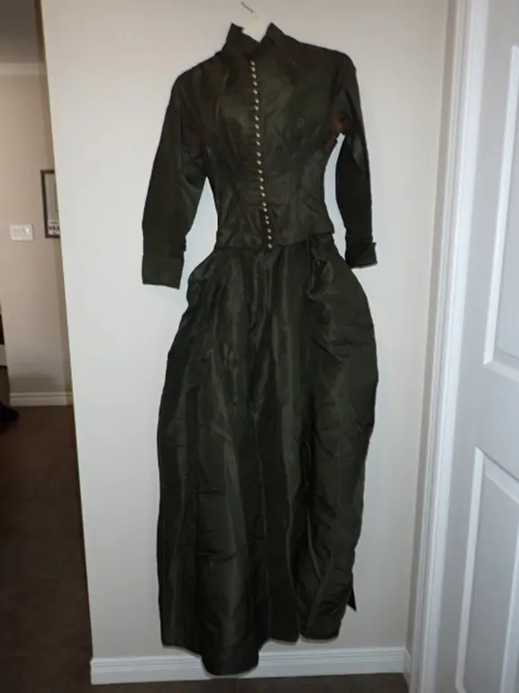 Two Piece Victorian Silk Mourning Dress (1880-1890)
