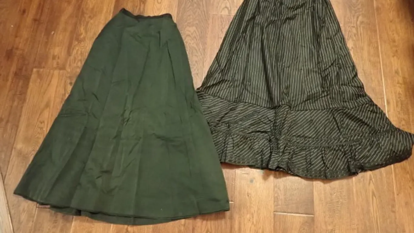Victorian Wool Walking Skirt plus Striped Modern Reproduction