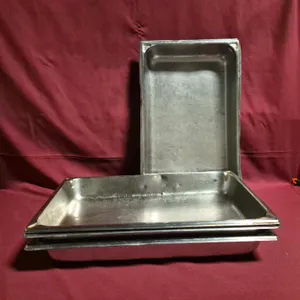 (4) Full Size 2-1/2" Deep Stainless Steel Hotel Pans