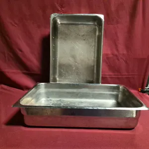 (2) Full Size 4" Deep Stainless Steel Hotel Pans