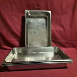 (4) Full Size 2-1/2" Deep Stainless Steel Hotel Pans