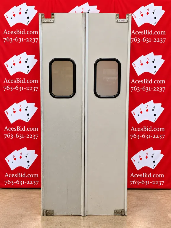 Kitchen Aluminum Swing Doors with Port Hole - Each Door 17" x 83"