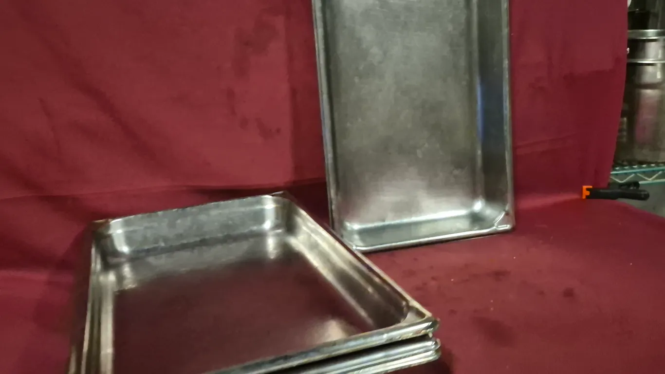 (4) Full Size 2-1/2" Deep Stainless Steel Hotel Pans