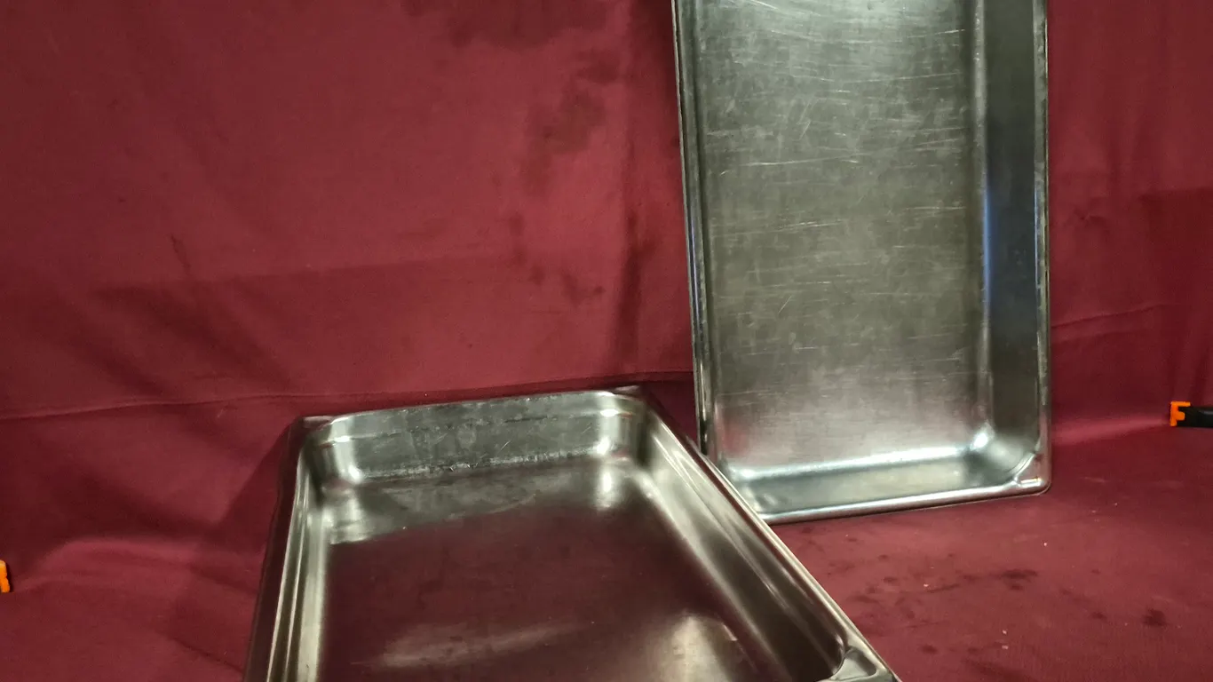 (4) Full Size 2-1/2" Deep Stainless Steel Hotel Pans