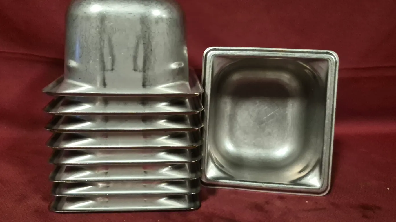 (9) Sixth Size 4" Deep Stainless Steel Hotel Pans