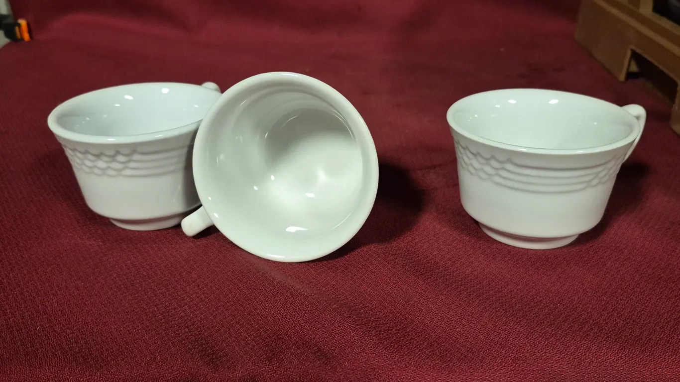 (40) Rego Ceramic Coffee Mugs, (2) 20 Compartment Dishwasher Racks