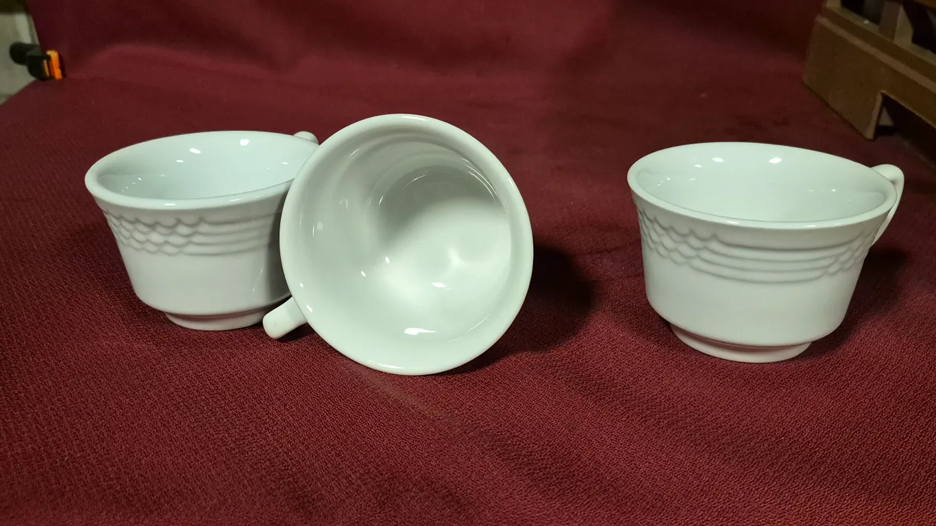 (40) Rego Ceramic Coffee Mugs, (2) 20 Compartment Dishwasher Racks