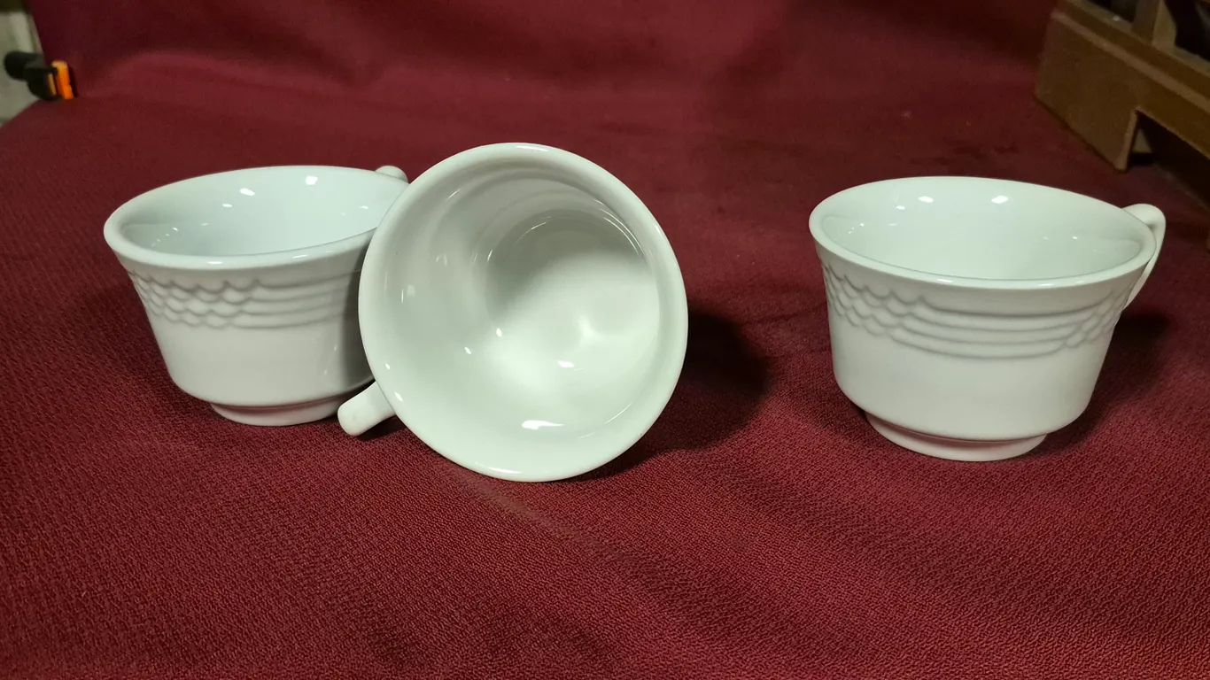 (40) Rego Ceramic Coffee Mugs, (2) 20 Compartment Dishwasher Racks