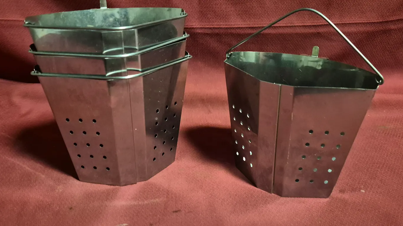 (4) Stainless Steel Pasta Baskets with Hangers and Handles