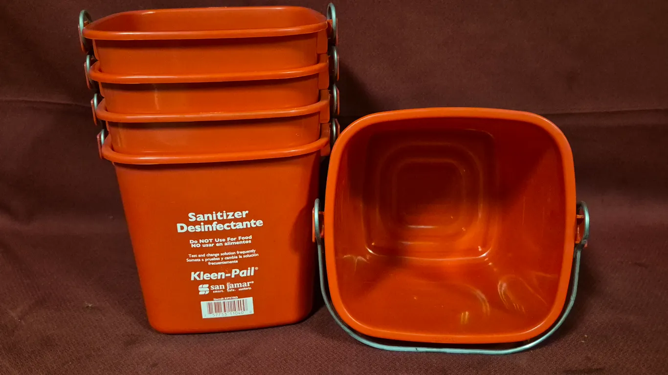 (5) Like New San Jama Kleen-Pail Sanitizer Buckets