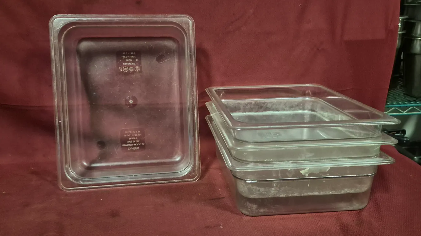 (4) Half Size 4" Deep Polycarbonate Food Pans