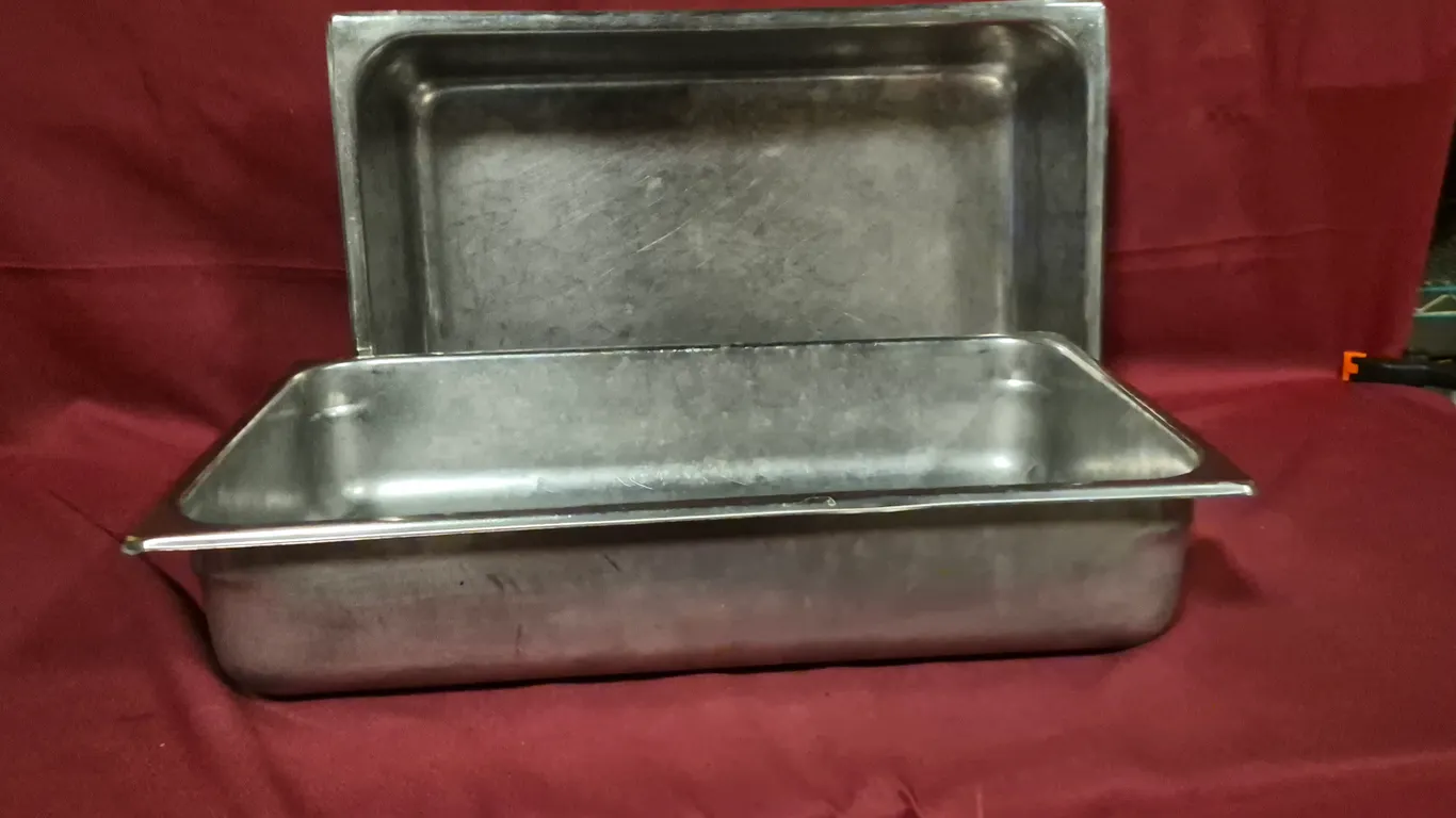(2) Full Size 4" Deep Stainless Steel Hotel Pans