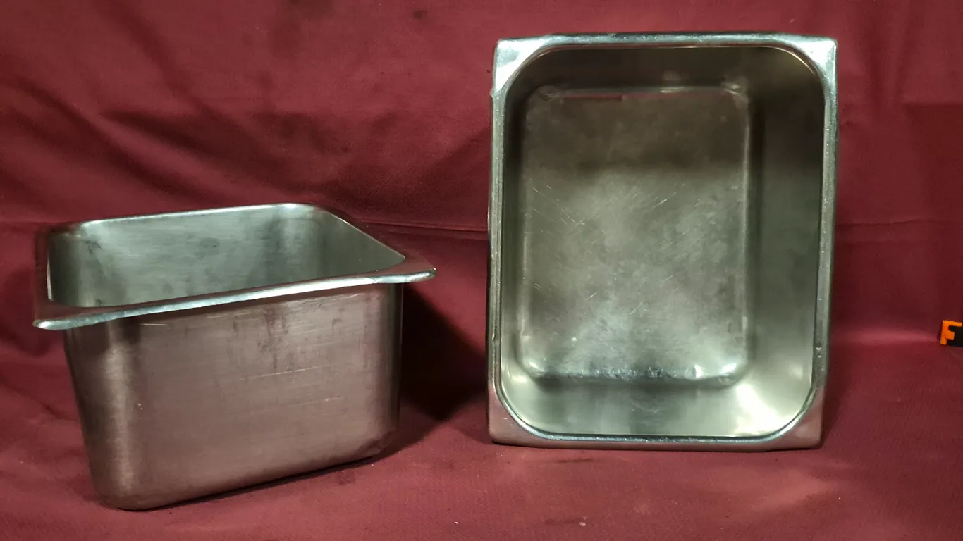 (2) Half Size 6" Deep Stainless Steel Hotel Pans
