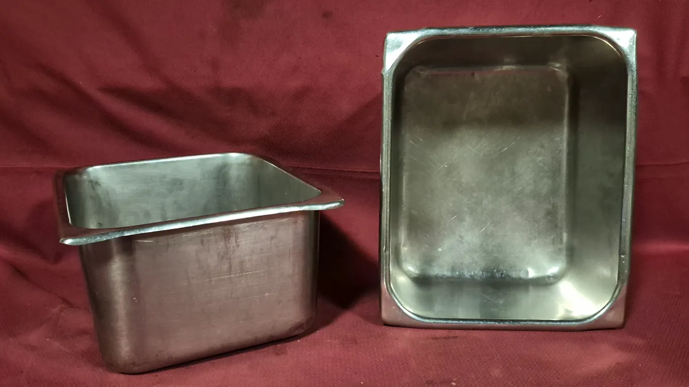 (2) Half Size 6" Deep Stainless Steel Hotel Pans