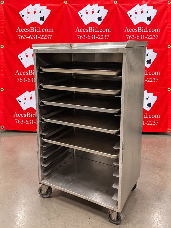 Stainless Steel Pan Rack with Stainless Steel Top on Casters, Partially Enclosed, Does not Include B