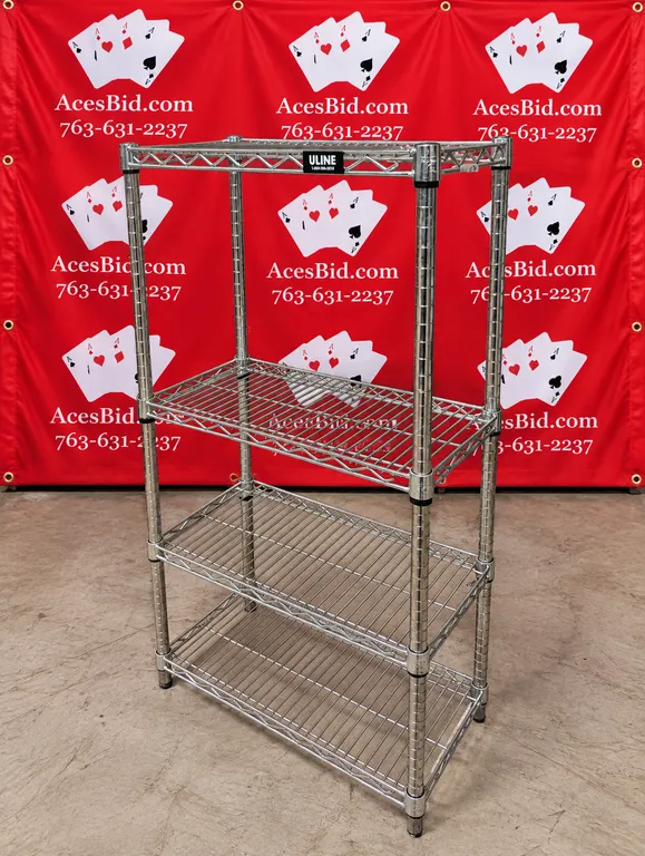 Uline 4 Tier Chrome Shelving Unit - 12" X 24" X 55"