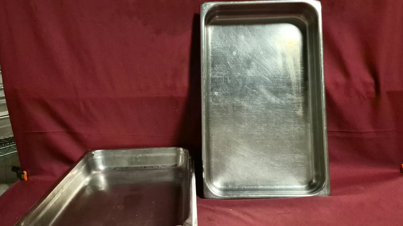 (4) Full Size 2-1/2" Deep Stainless Steel Hotel Pans