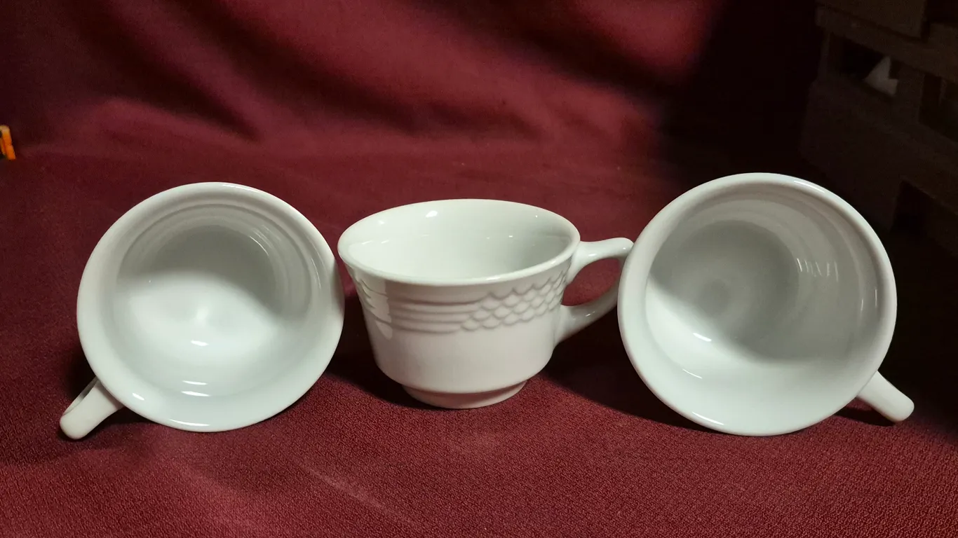 (40) Rego Ceramic Coffee Mugs, (2) 20 Compartment Dishwasher Racks
