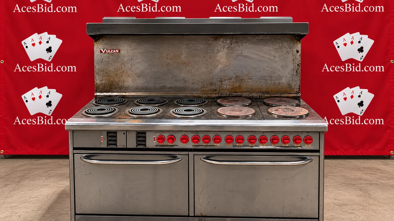 10 burner electric vulcan rnge,, with 2 ovens, model e60, 240v; 1ph; 60 x 30 x 61