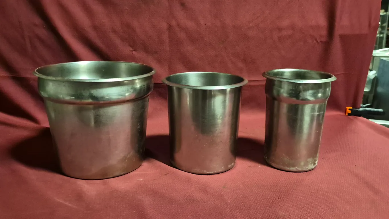 (2) Assorted Stainless Steel Insets, (1) Stainless Steel Bain Marie
