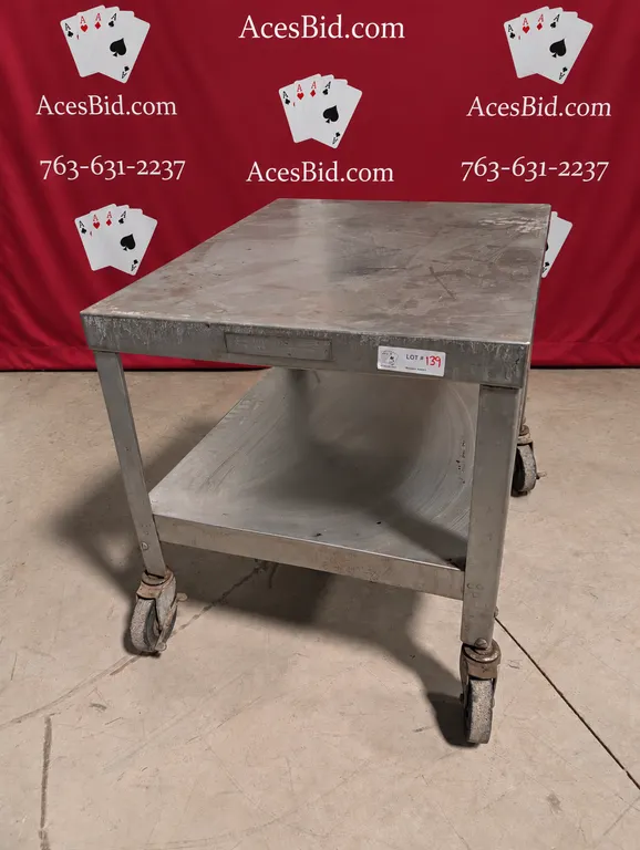 Lakeside Stainless Steel Mixer Stand with Stainless Steel Under Shelf on Casters - 20" x 24" x 22"