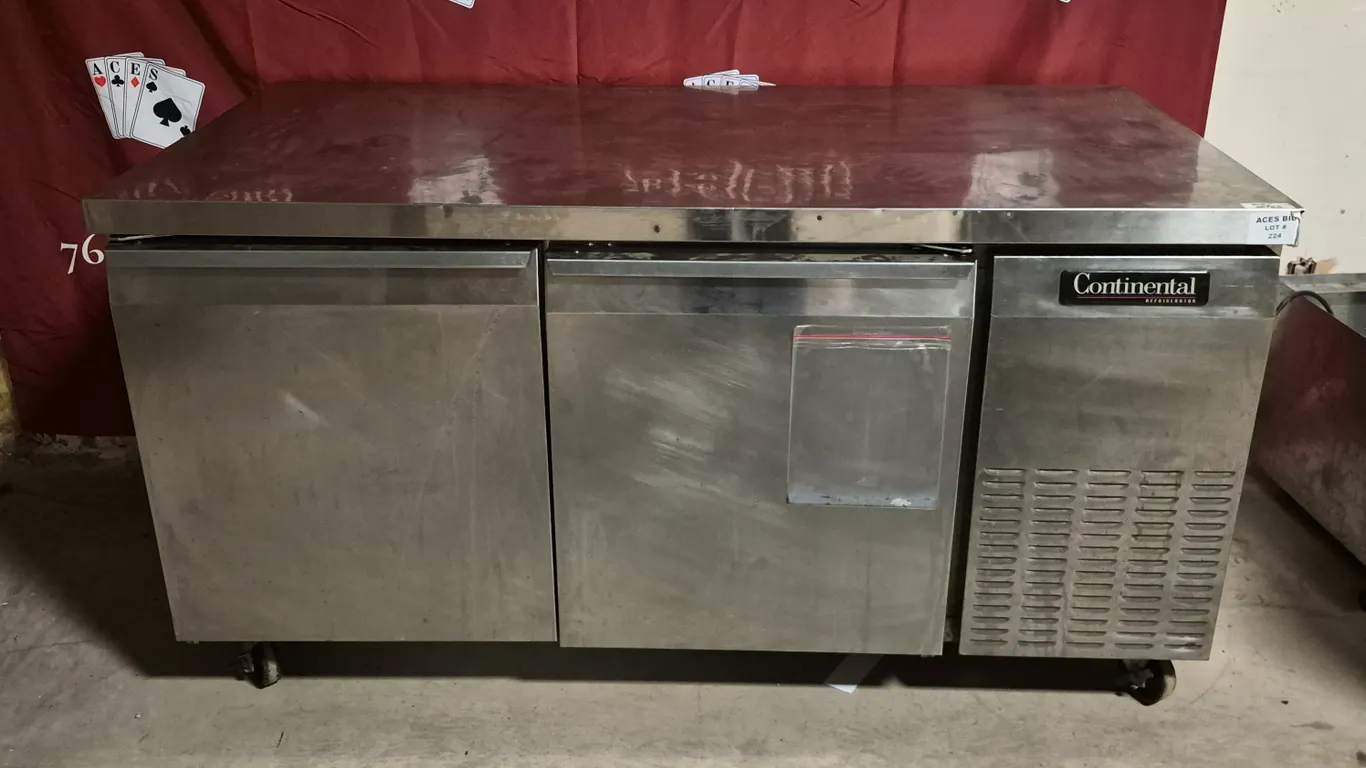 Continental Work Top Cooler on Casters with 2 Doors - Model # CRB67 - 115 Volts; 1 Phase - NSF Ap...