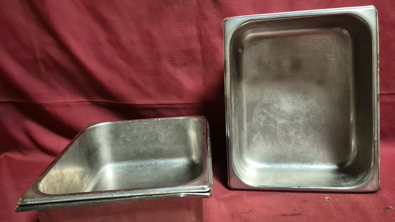 (3) Half Size 4" Deep Stainless Steel Hotel Pans