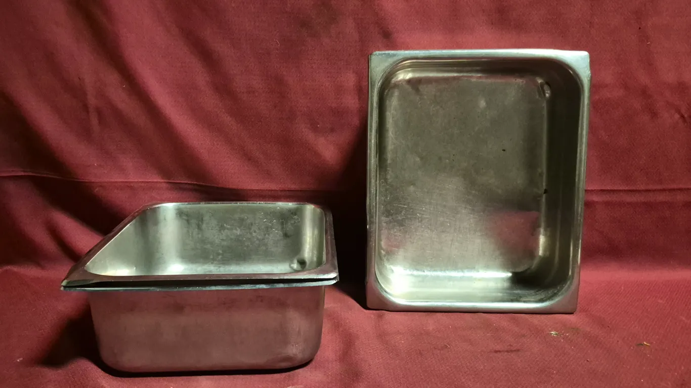 (3) Half Size 4" Deep Stainless Steel Hotel Pans
