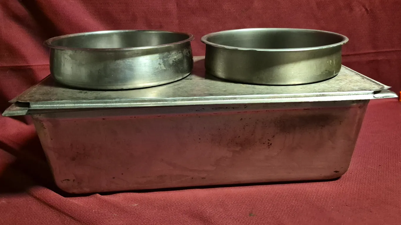 (2) 7qt Stainless Steel Insets with Full Size Adaptor Plate - (Hotel Pan Not Included)