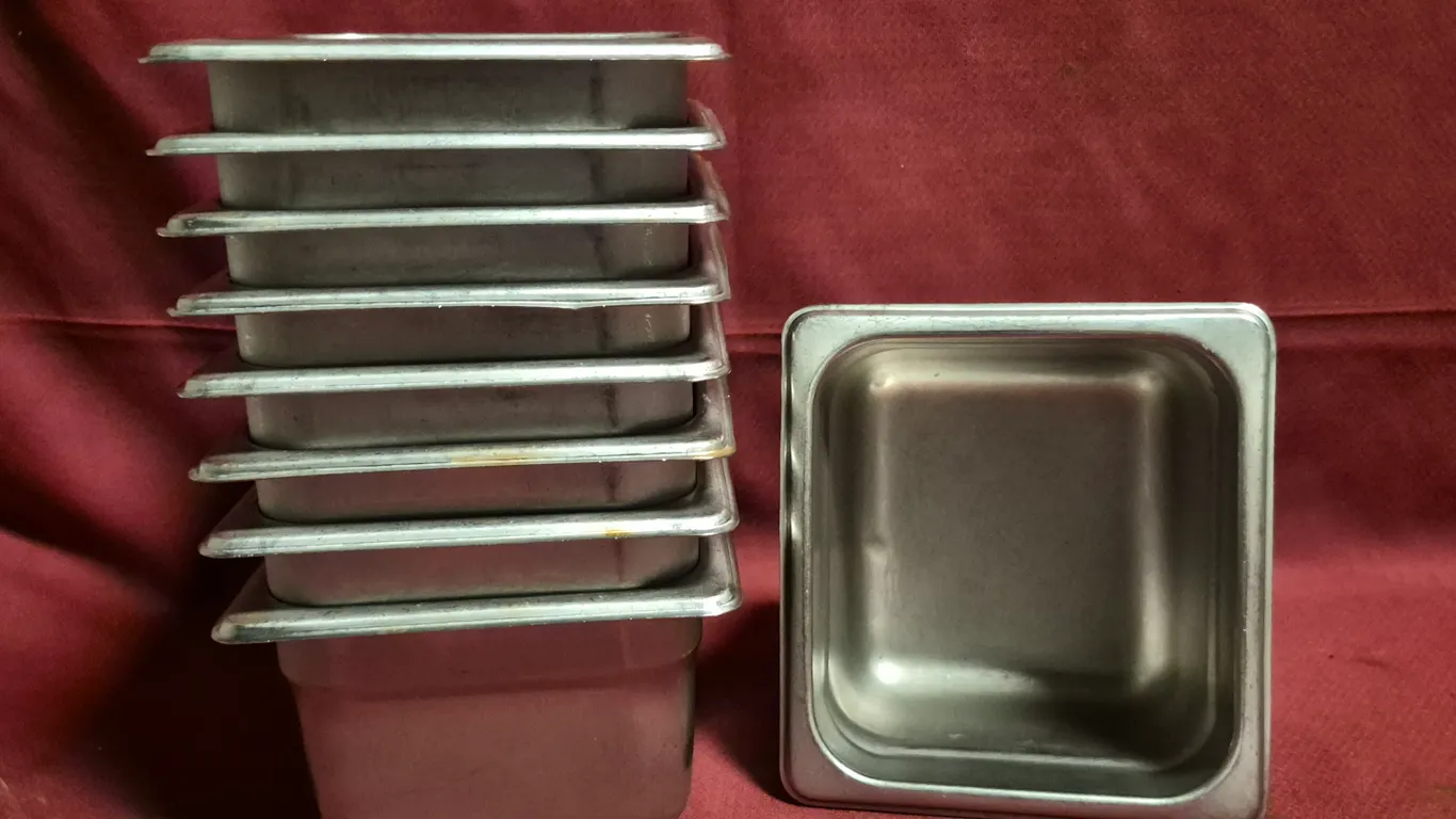 (9) Sixth Size 4" Deep Stainless Steel Hotel Pans