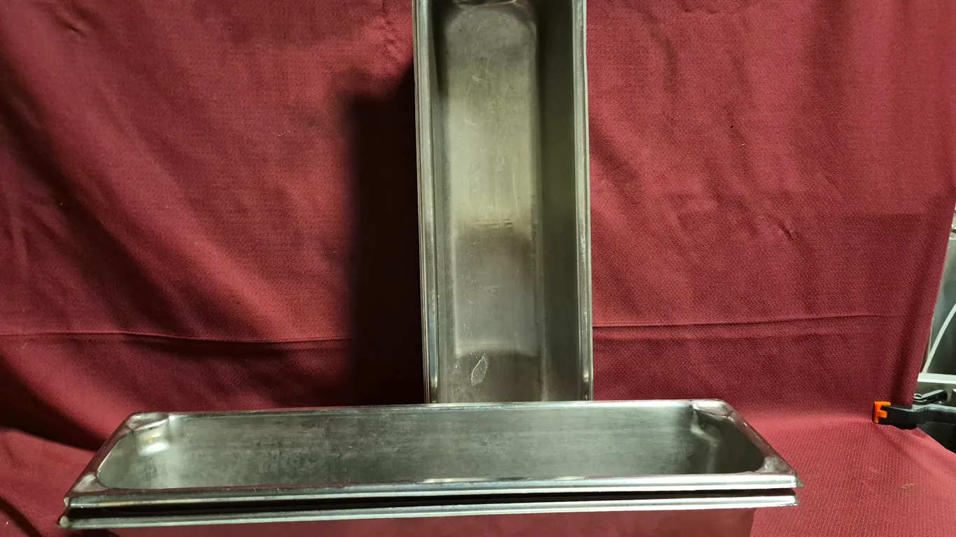(3) Half Size Long 4" Deep Stainless Steel Hotel Pans