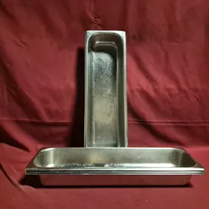 (4) Half Size Long 2-1/2" Deep Stainless Steel Hotel Pans